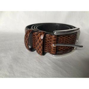 JoS A Bank Signature Belt Sz 44 Brown Leather